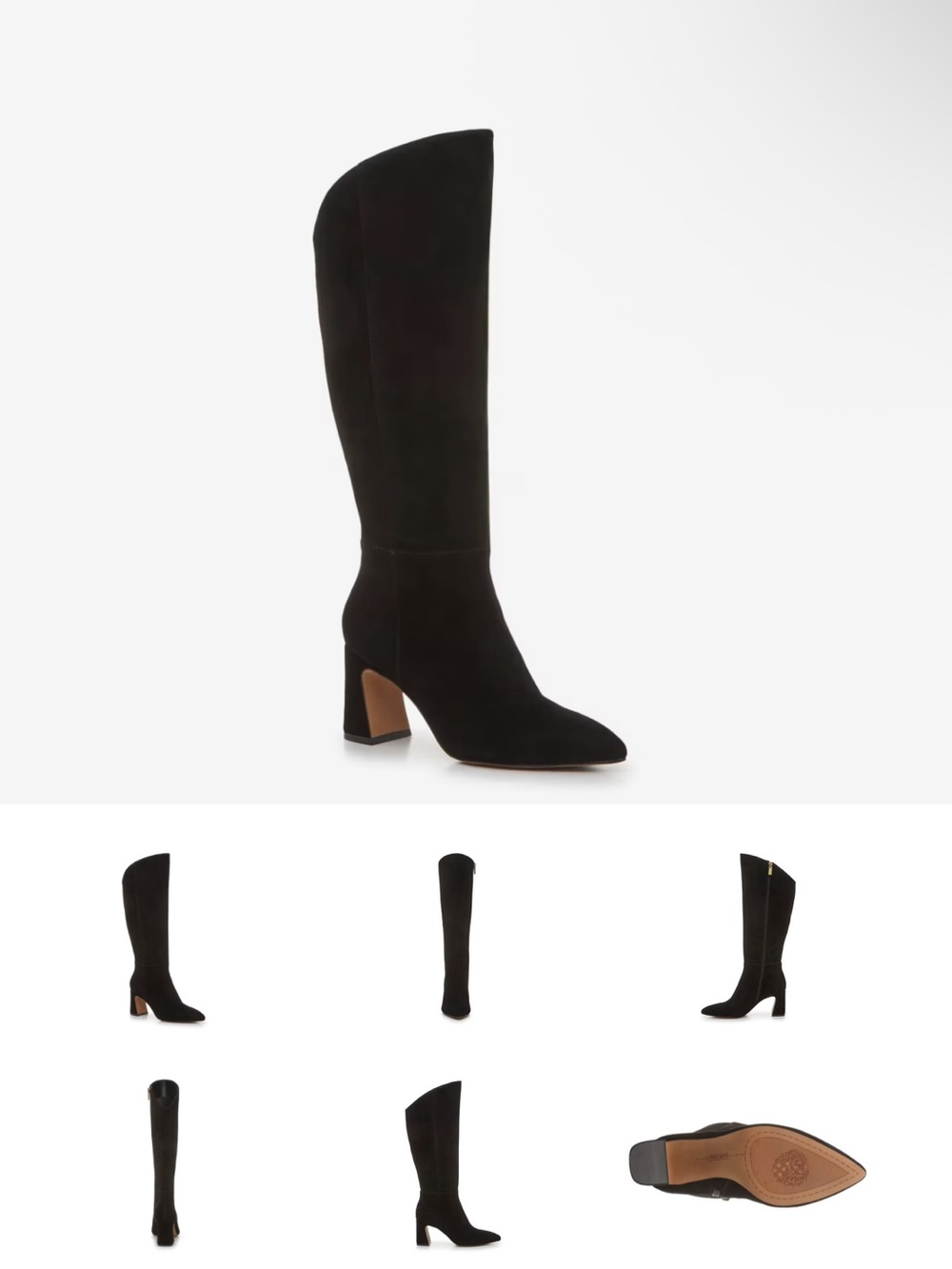 Vince Camuto Kailen Black Over-the-Knee Suede Pointed Block Heel Boots